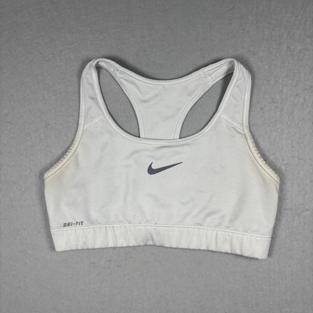 Nike Womens Sports Bra White Size Medium Athletic Sports Racerback Workout Gym
